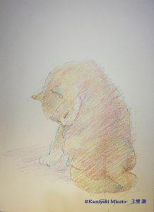 メタリックカラー色鉛筆で描いた猫