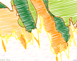 マーカーによる抽象画